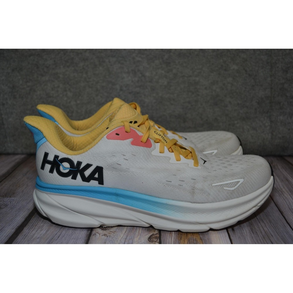 Hoka One One Clifton 9‎ Shoes Womens 11B White Running Sneakers 1127896 BSW